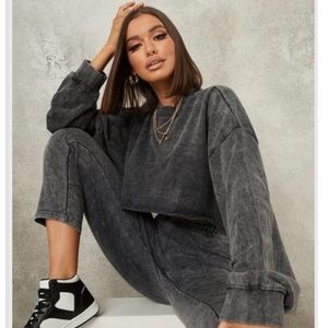 Misguided washed out cropped sweatshirt